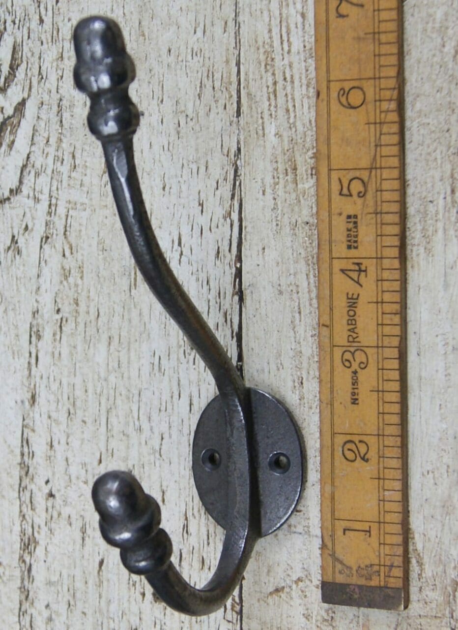 Hat & Coat Hook Acorn 2 Hole Cast Antique Iron 175mm
