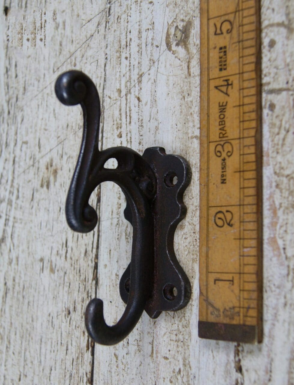 Coat Hook Decorative Scroll Cast Antique Iron 100mm 4 hole