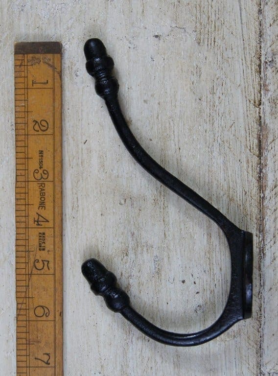 Hat & Coat Hook Acorn 2 Hole Black Epoxy Cast Iron 175mm