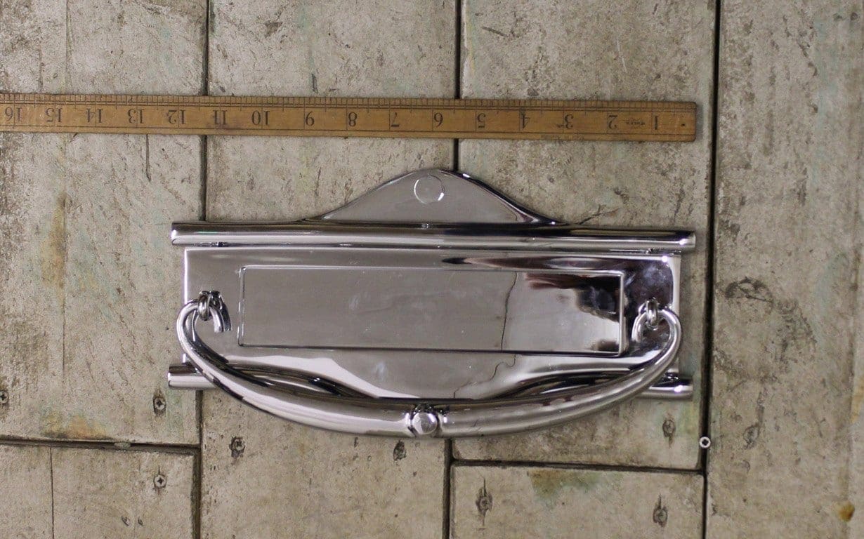 Letter Box Plate with Knocker Chrome on Brass 310mm x 160mm