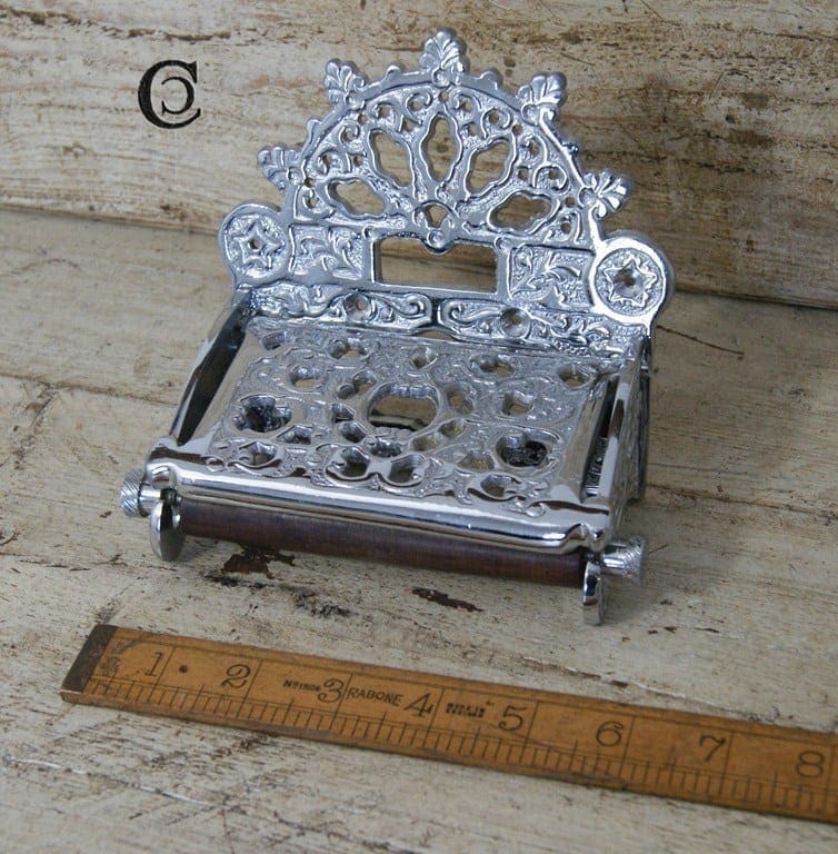 Toilet Roll Holder Victorian with Lid Chrome on Solid Brass