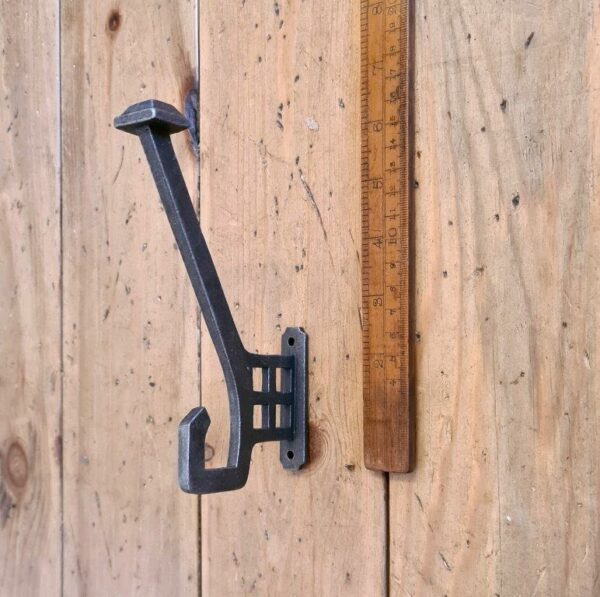 Hat & Coat Hook Flat Top TUDOR Deco Cast Antique Iron 175mm