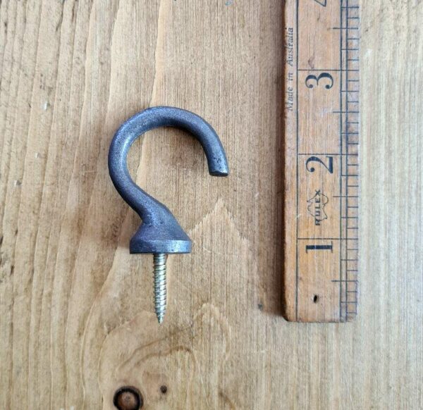 Cup Hook Traditional Small Shouldered Cast Antique Iron 38mm